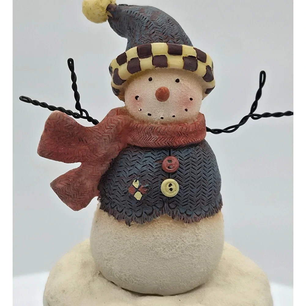 Crazy Mountain Merry Christmas Snowman Figurine/Candle Rustic Folk Art Primitive